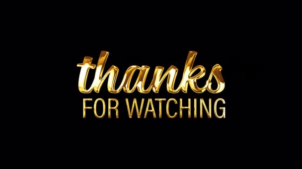 Thanks Watching Golden Text Light Motion Animation Element Effect Seamless — Stock Video