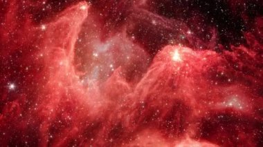 Kartal Bulutsusu 'na ya da yükselen Cehennem Kulesi' ne ya da hareket eden yıldızlı Galaksinin Yaradılış Sütunları 'na uzay uçuşu. 4K 3D, kozmik bulutların içinden uçuyor. NASA görüntüsü ile birlikte tamamla.