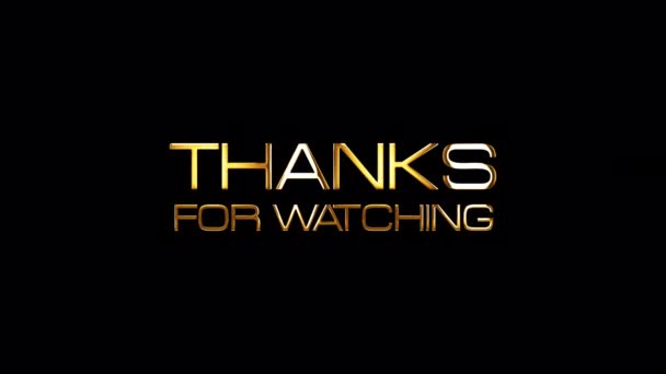 Set Thank You Watching Thanks Watching Golden Text Light Effect — Stock Video