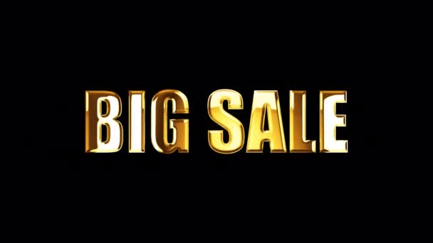 Big Sale Золотой Текст Световым Эффектом Рендеринг Изолированный Прозрачный Альфа — стоковое видео