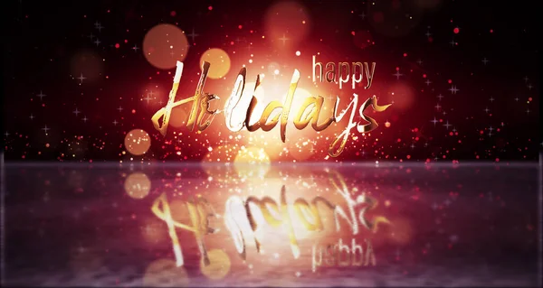 Happy Holidays Golden Text Beautiful Bokeh Lights Background Magic Holiday — Stock Photo, Image