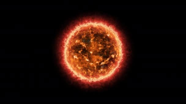 Περίληψη Ηλιακή Ατμόσφαιρα Ήλιου Μαύρο Φόντο Καύση Ενέργειας Αερίου Φωτιάς — Αρχείο Βίντεο
