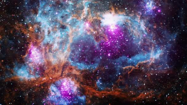 进入Ngc 6357漫射星云星场膨胀发射星云复合体的空间飞行 3D渲染 带着星域 银河和星云在太空中飞行 Nasa图像提供的元素 — 图库视频影像