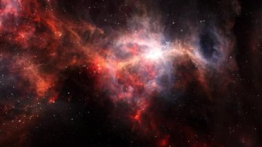 Orion 'un Kılıcı' nın tozlu tarafına doğru uzay uçuşu. 4K 3D görüntüleme. Uzay 'da Yıldız Alanı, Galaksi ve Nebula' yla Uçuş. NASA görüntüsü tarafından desteklenen elementler.