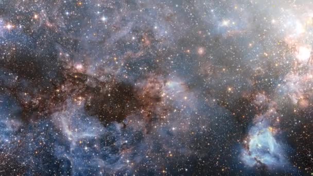 Esplorazione Spaziale Attraverso Spazio Verso Galassia Incandescente Della Lattea Animazione — Video Stock