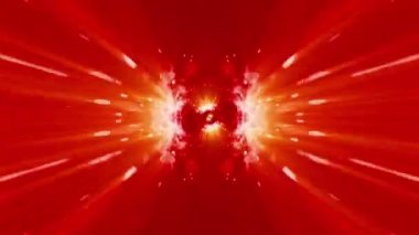 Parlak sarı turuncu ışık soyut grafik hareket cgi arkaplan animasyonu. 4K 3D, uzayda ışık hızıyla kusursuz döngü hareketi yapıyor. VJ döngü müzik sahnesi BG için bilim-kurgu işaret fişeği ışığı