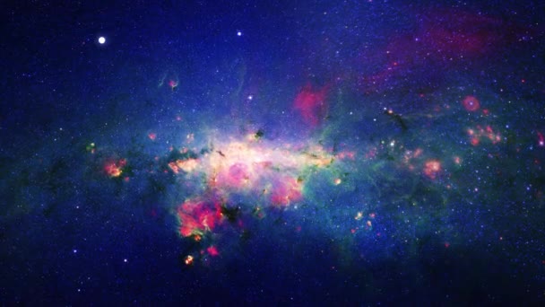 Космічний Політ Зоряне Поле Реалістична Галактика Молочно Анімаційний Фон Подорожі — стокове відео
