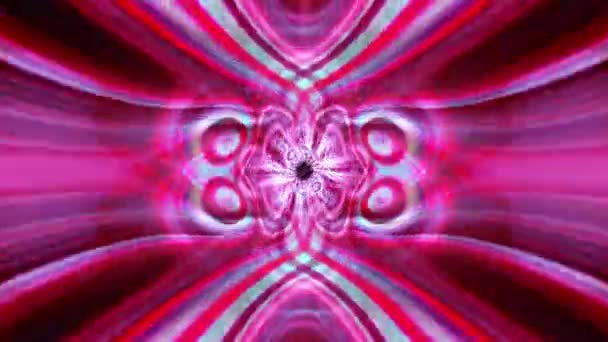 Żywy Różowy Czerwony Psychodeliczny Wzór Iluzji Symetryczny Cykl Fala Ruch — Wideo stockowe
