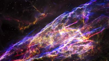 The Veil Nebula, Cygnus Loop veya NGC 6960 veya The Witch 's Broom Nebula' ya uçan, Kuğu takımyıldızı yönünde ısıtılmış ve iyonize edilmiş gaz ve toz bulutu. NASA tarafından bitirilen resim.