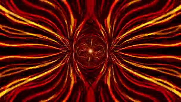 Αφηρημένη Υπνωτική Φανταχτερό Πορτοκαλί Κόκκινο Φως Καλειδοσκόπιο Μαγικό Βρόχο Πρότυπο — Αρχείο Βίντεο
