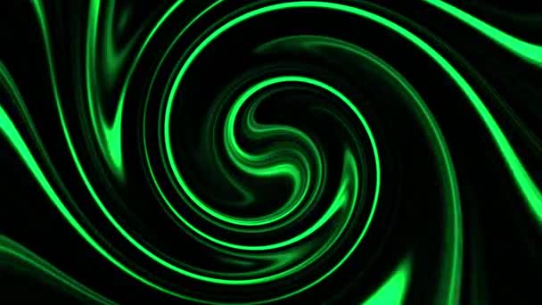 Abstrato Neon Verde Preto Psicodélico Disco Redemoinho Sem Costura Loop — Vídeo de Stock