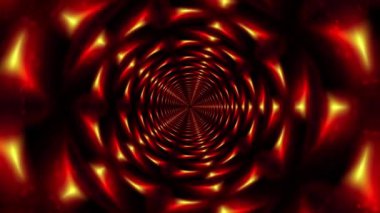 Sihirli fraktal dijital enerji halkaları şekil değiştirir ve yıldız desenli tünel VJ döngüsünde salınır. Sonsuz dönüş hareketi arka planında. 4K 3D kusursuz döngü soyut teknoloji tüneli.
