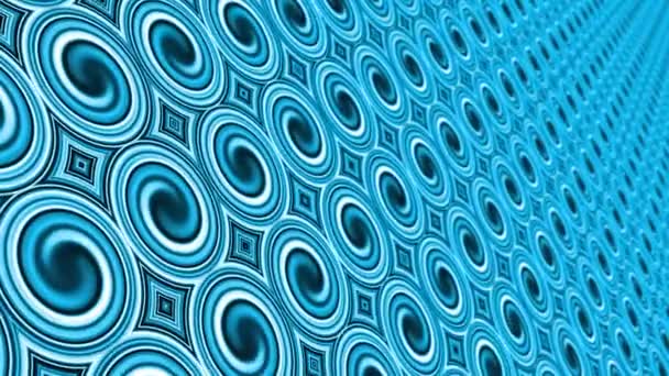 Μπλε Αφηρημένο Φόντο Κύκλους Κίνηση Σπιράλ Επαναλαμβάνοντας Ατελείωτες Πρότυπα Καλειδοσκόπιο — Αρχείο Βίντεο