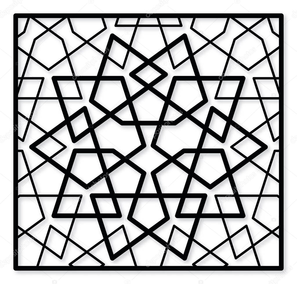 Decorative panel of oriental style. For laser cutting, die cutting or stencil.