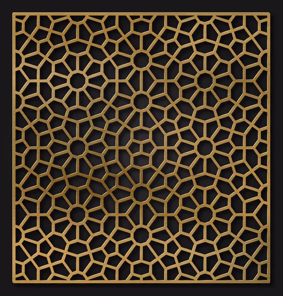 Lazer kesim için dekoratif panel. Oryantal geometrik desen.