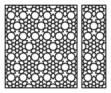 Lazer kesim için dekoratif panel. Oryantal geometrik desen. 