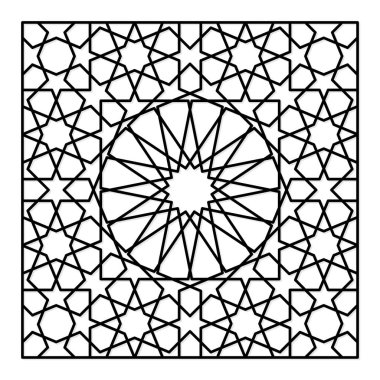 Lazer kesim için şablon. Oryantal geometrik desenli dekoratif panel.