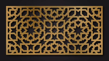 Lazer kesme şablonu. Oryantal geometrik süsleme.