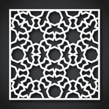 Lazer kesme şablonu. Oryantal geometrik desen.