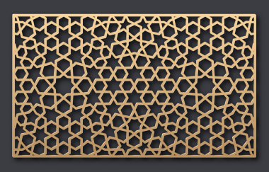 Lazer kesme şablonu. Oryantal geometrik desen.