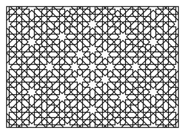Lazer kesim için dekoratif panel. Oryantal geometrik desen.