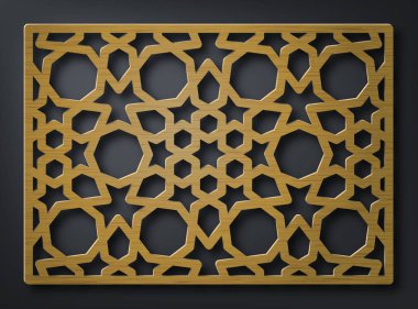 Lazer kesme için oryantal şablon deseni. Geometrik süsleme.