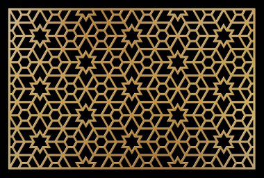 Lazer kesim için dekoratif şablon. Oryantal geometrik süs.