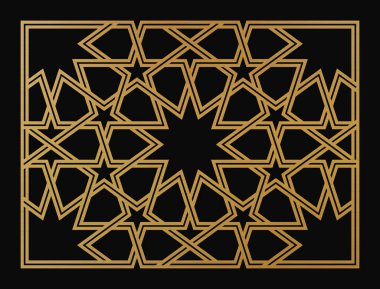 Lazer kesim için dekoratif şablon. Oryantal geometrik süs.