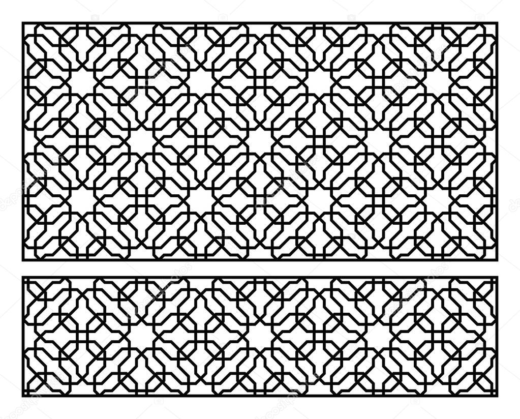 Template for laser cutting. Decorative panel with oriental geometric pattern.