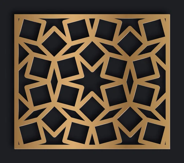 Modèle pour la découpe laser. Panneau décoratif avec motif géométrique oriental . — Image vectorielle