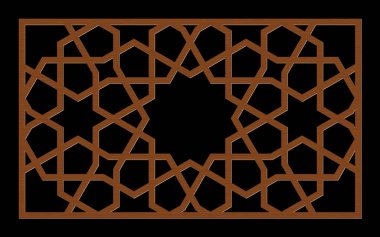 Lazer kesim şablonu. Dekoratif panel. Doğulu geometrik desen.