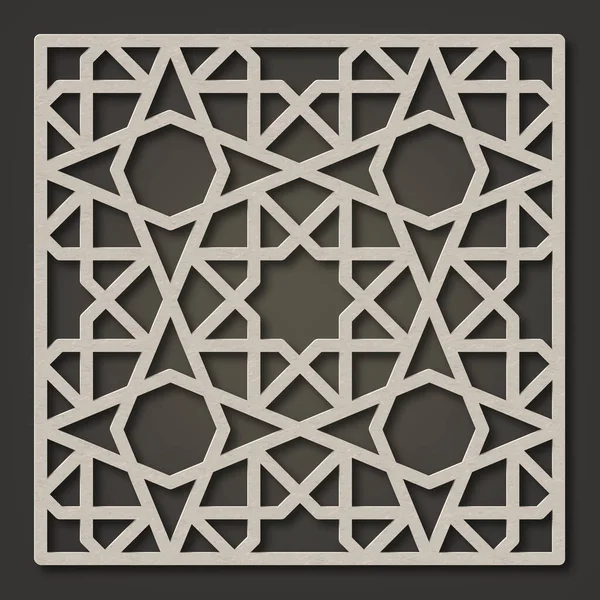 Laser Cutting Design Template Decorative Grille Oriental Geometric Pattern — Stock Vector