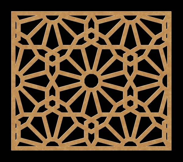 Mall För Laserskärning Dekorativ Grille Orientaliskt Geometriskt Mönster — Stock vektor