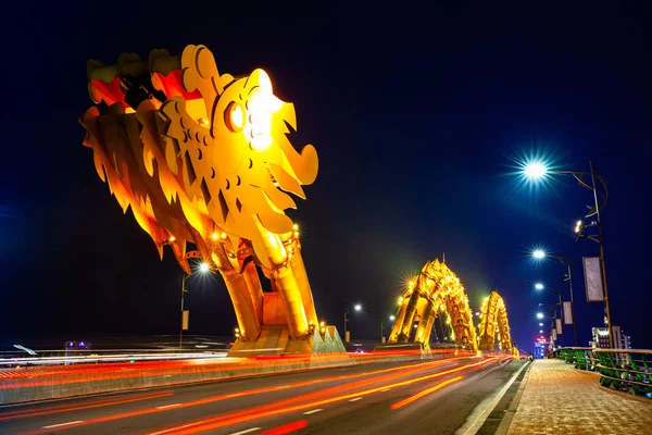 Nang Vietnam September Jembatan Naga Cau Rong Dengan Pencahayaan Berwarna — Stok Foto