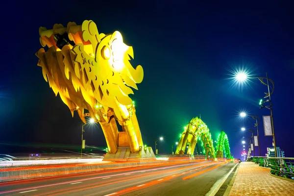 Nang Vietnam September Jembatan Naga Cau Rong Dengan Pencahayaan Berwarna — Stok Foto