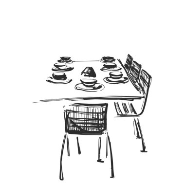 Akıllı telefonunu tutan mutlu genç adam, çizim