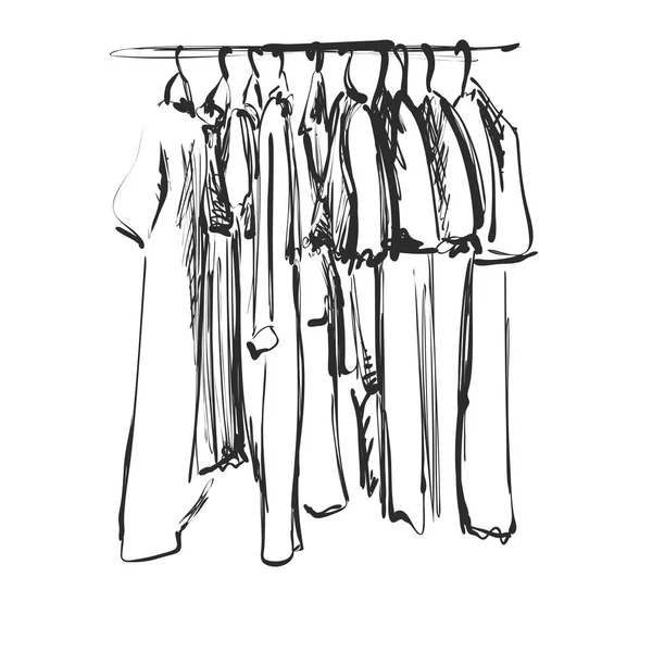 Ручной рисунок гардероба. Одежда на голод — стоковый вектор