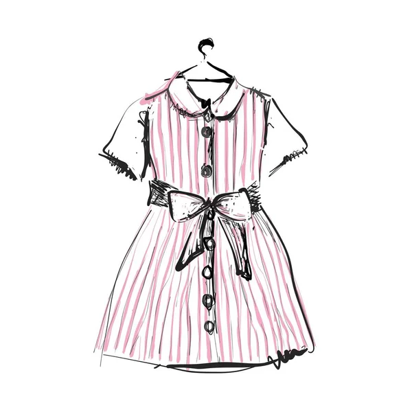 Robe bébé sur cintres pour votre design. Croquis de mode — Image vectorielle