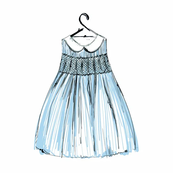 Babyklänning på hängare för din design. Modeskiss — Stock vektor