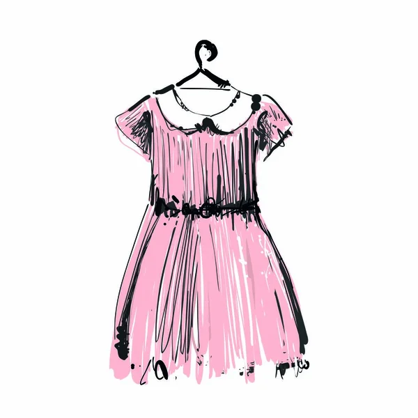 Robe bébé sur cintres pour votre design. Croquis de mode — Image vectorielle