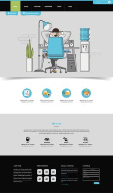 Web sitesi şablon: Bir sayfa düz tasarım stil vektör çizim.