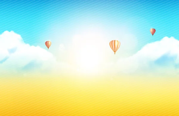 Hete Lucht Ballonnen Hemelachtergrond Abstract Ontwerp Vectorillustratie — Stockvector