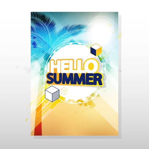 Bonjour Summer Vector Background Résumé Étiquette Été — Image vectorielle