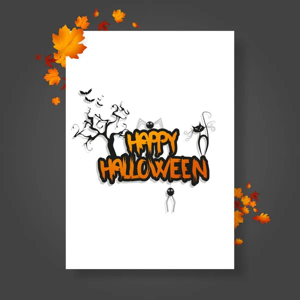 Halloween Vector Poster Autumn Leaves — Stock Vector