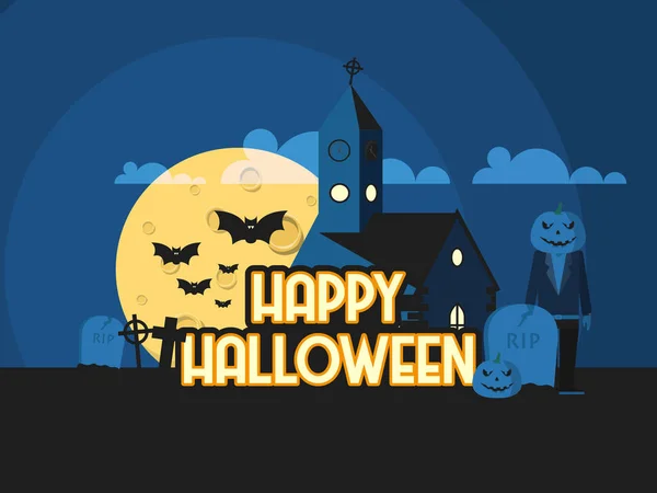 Stile Piatto Vettoriale Illustrazione Sfondo Felice Halloween — Vettoriale Stock