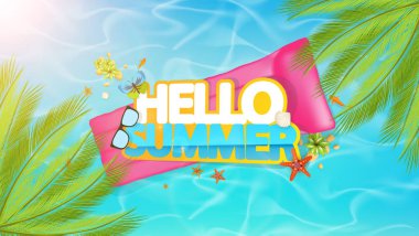 Merhaba yaz vektör arka plan. Soyut yaz etiket 