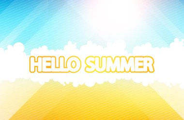 Merhaba yaz vektör arka plan. Soyut yaz etiket 