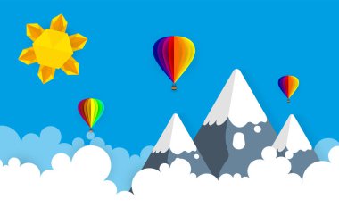 sanat. Hava balonları, vektör çizim ile arka plan