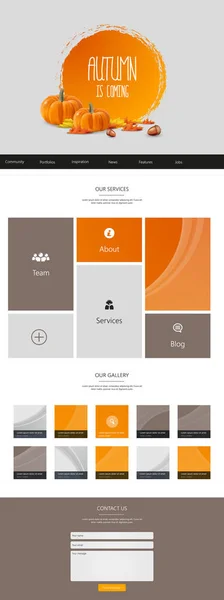 秋のテーマのウェブサイト テンプレート ベクトル イラスト — ストックベクタ