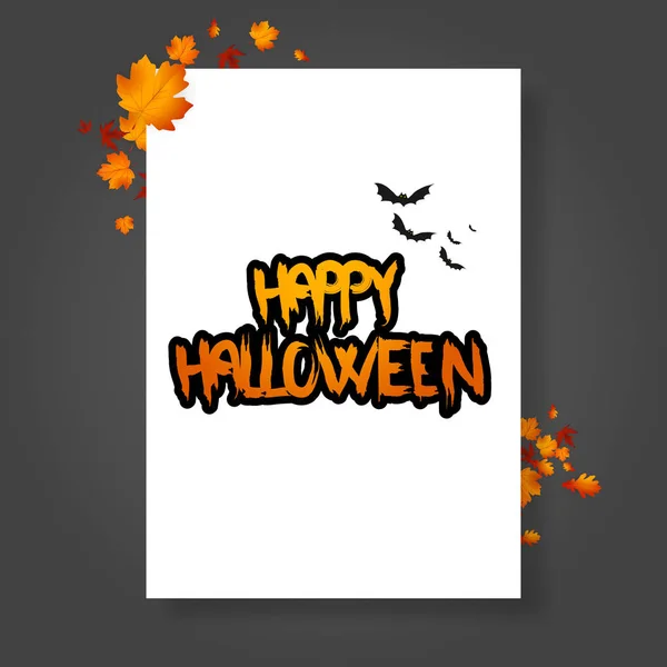 Halloween Vector Poster Autumn Leaves — Stock Vector